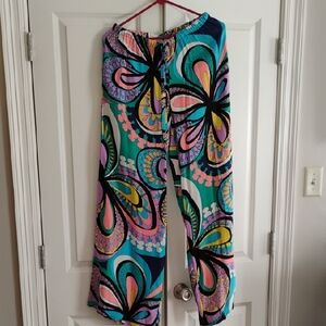 Alice & Trixie 100% Silk Multicolor Wide-Leg Pants